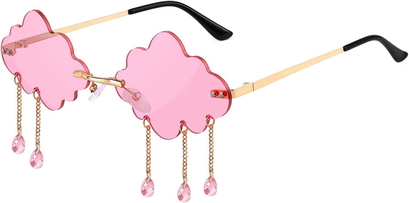 FEISEDY Retro Dripping Cloud Shaped Tassel Sunglasses Rimless Women Funny Party Disco Eyewear B2834 - Image 11