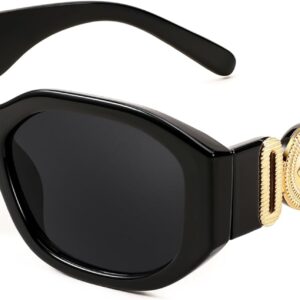 FEISEDY Retro Trendy Rectangle Sunglasses Women Men Vintage 90s Small Narrow Square Sunglasses B2322