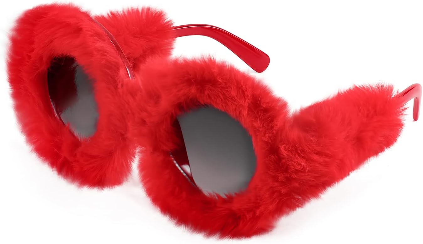 FEISEDY Women Plush Fuzzy Round Sunglasses Punk Soft Velvet Shades Ladies Handmade Party Cosplay Eyewear B2889 - Image 17