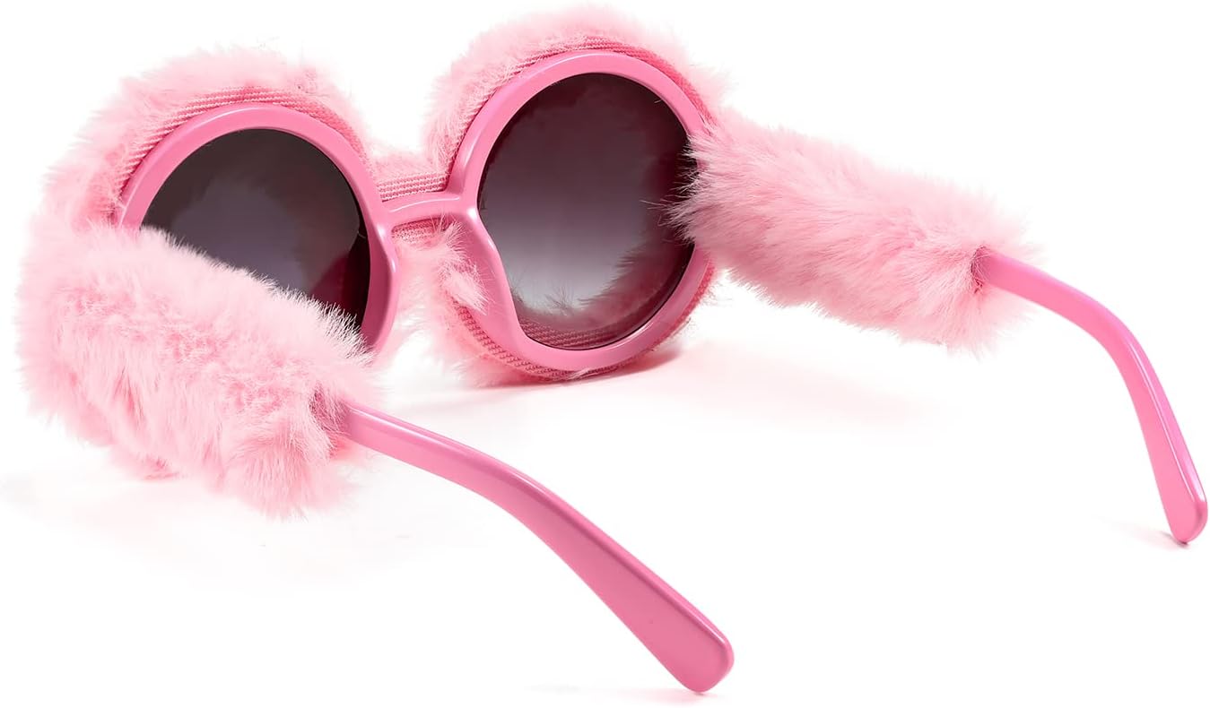 FEISEDY Women Plush Fuzzy Round Sunglasses Punk Soft Velvet Shades Ladies Handmade Party Cosplay Eyewear B2889 - Image 2