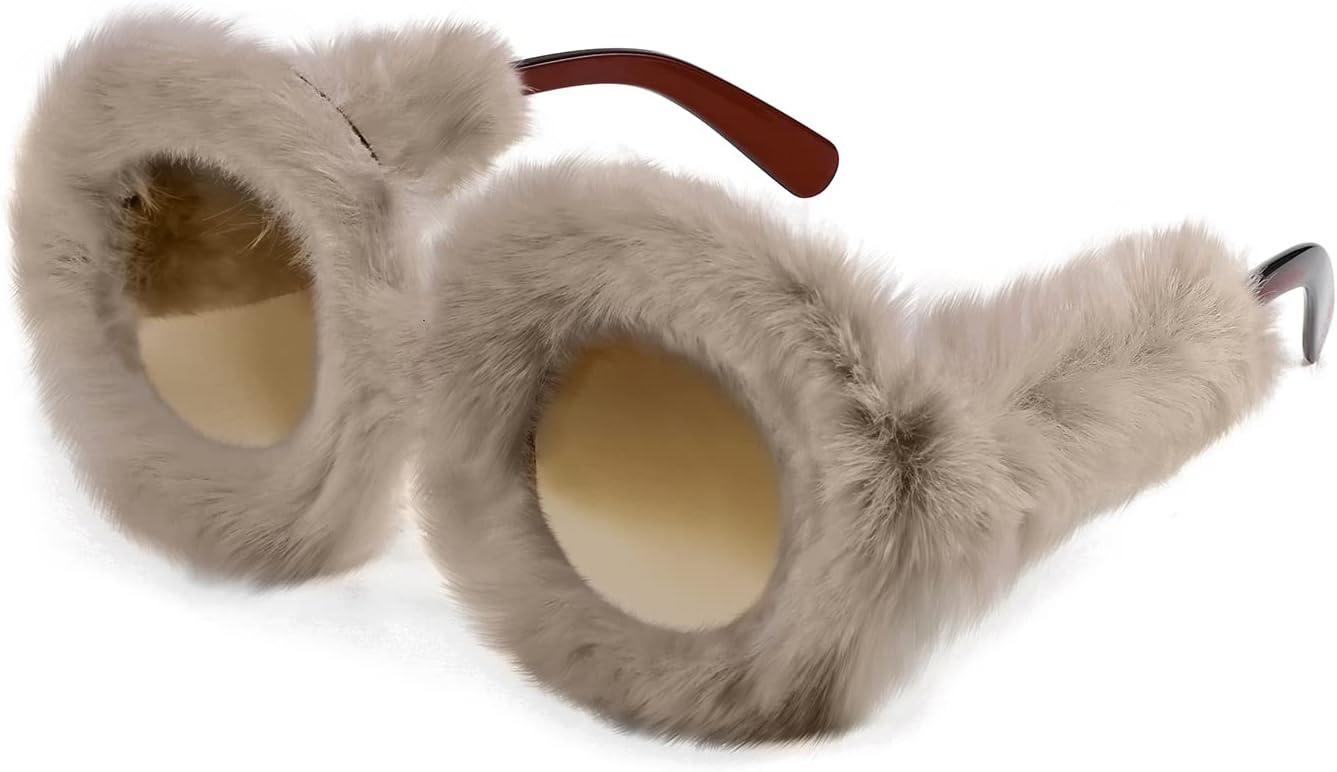 FEISEDY Women Plush Fuzzy Round Sunglasses Punk Soft Velvet Shades Ladies Handmade Party Cosplay Eyewear B2889 - Image 16