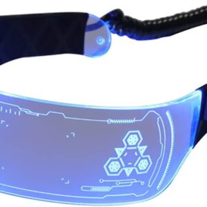 Futuristic LED Visor Glasses USB Rechargeable 7 Colors 4 Modes Light Up Flashing Glasses Monoblock Shield For Party