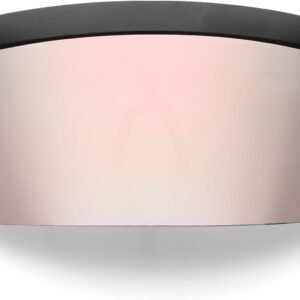 Futuristic Oversize Shield Visor Sunglasses Flat Top Mirrored Mono Lens 172mm (Pink Mirror)