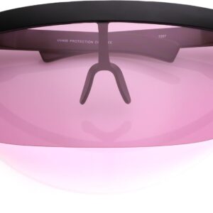 Futuristic Oversize Shield Visor Sunglasses With Flat Top Colored Mono Lens 172mm (Pink)