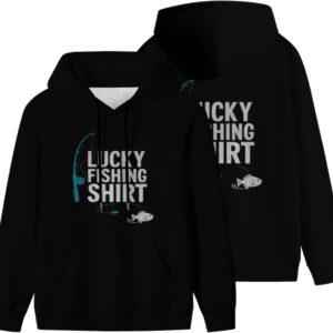 GERCASE Lucky Fishing Shirt Retro Men Women Lightweight Kangaroo Pocket Hoodie
