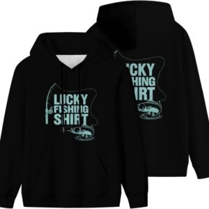 GERCASE Vintage Retro Lucky Fishing Shirt Men Women Lightweight Kangaroo Pocket Hoodie