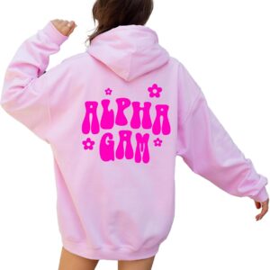 Go Greek Chic Alpha Gamma Delta Retro Floral Pink Hoodie - Alpha Gam