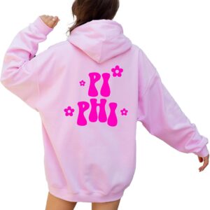Go Greek Chic Pi Beta Phi Retro Floral Pink Hoodie - Pi Phi