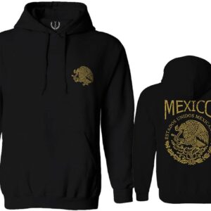 Gold Vintage Hecho En Mexico Mexican Flag Coat of Arms Escudo Mexicano Retro Hoodie