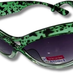 Green Speckled Cat-Eye Sunglasses with Purple Gradient Lenses – UV400 Fashion Statement Shades