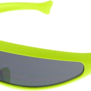 grinderPUNCH Neon Futuristic Narrow Sunglasses | Cyclops Costume Glasses Black Lens - Adult