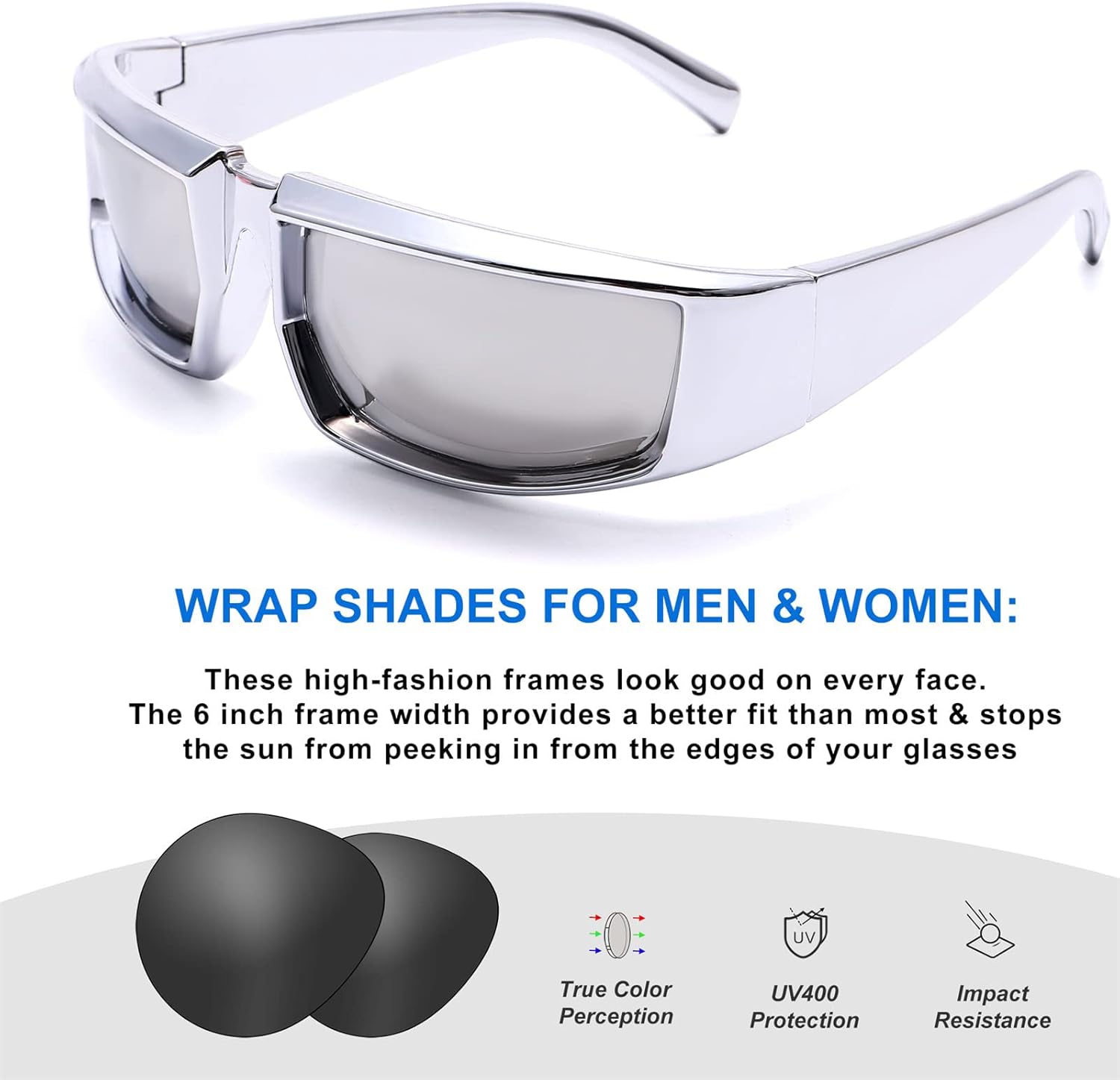 GUVIVI Wrap Around Trendy Sunglasses For Womens Men Fashion Futuristic Rectangle Sunglasses Thick Chunky Sun Glasses Eyewear - Image 4