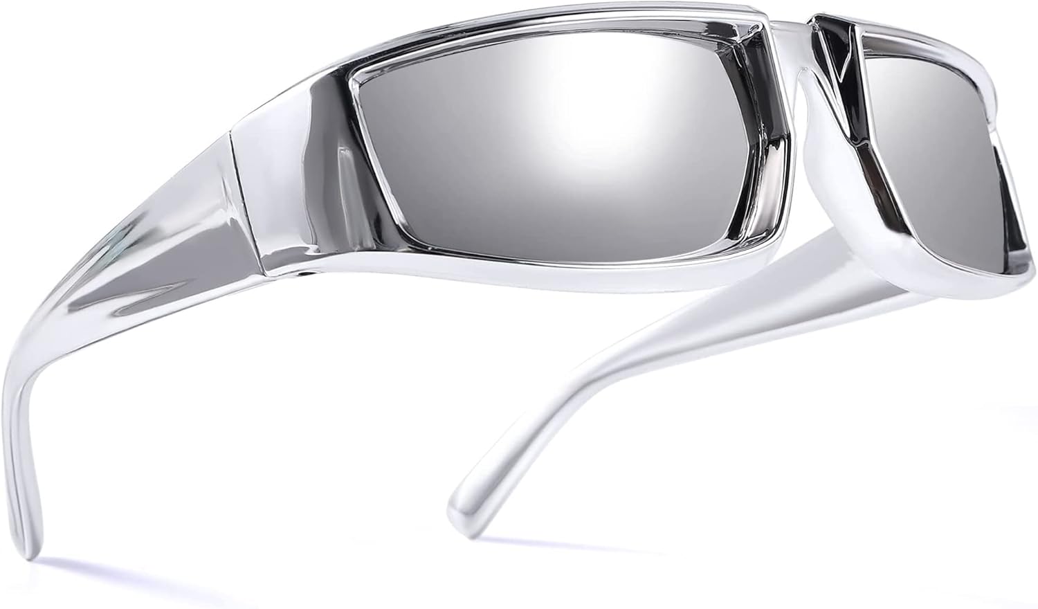 GUVIVI Wrap Around Trendy Sunglasses For Womens Men Fashion Futuristic Rectangle Sunglasses Thick Chunky Sun Glasses Eyewear - Image 7