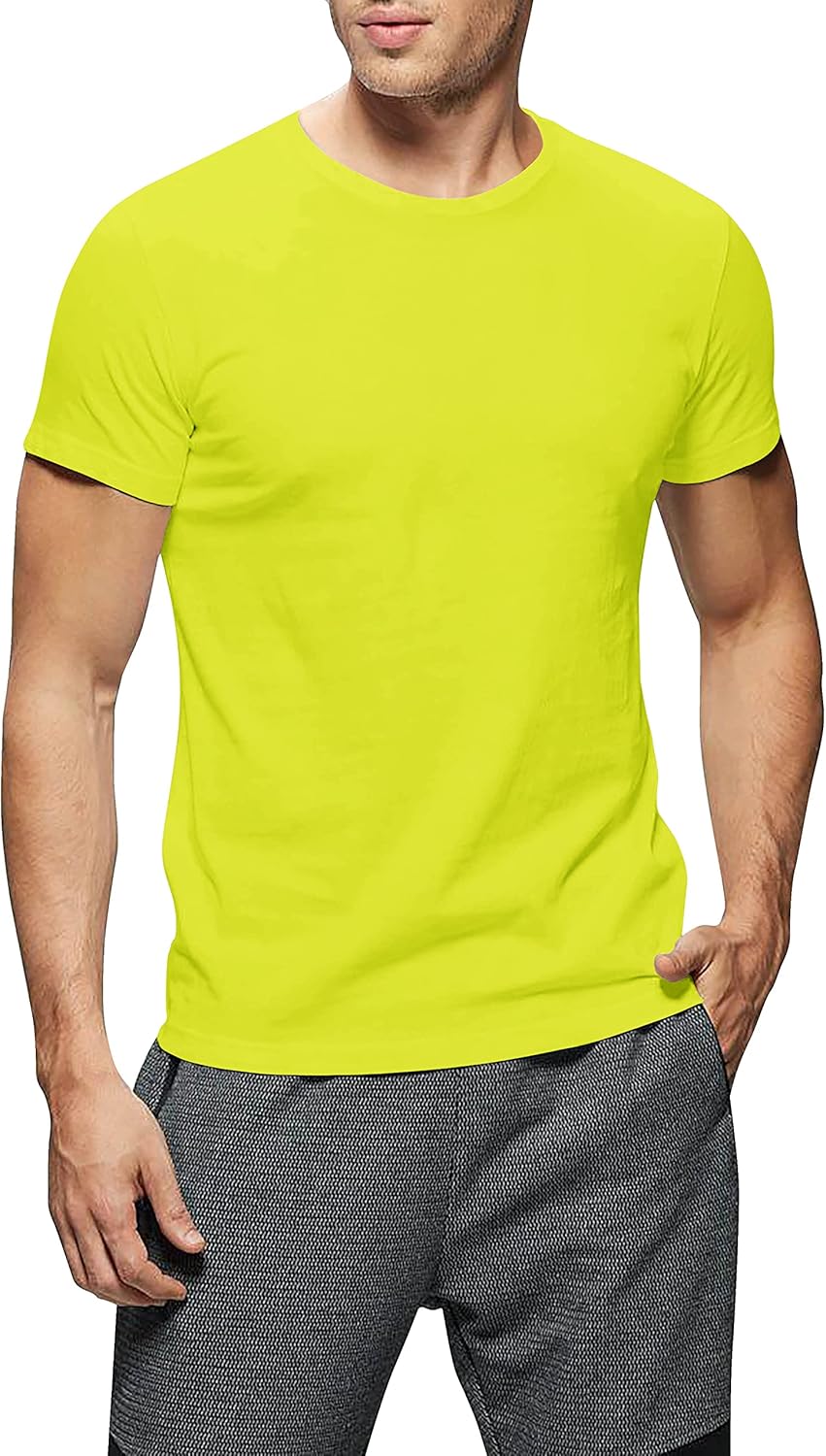 Hat and Beyond Mens Crew Neck T Shirts Solid Short Sleeve Tee