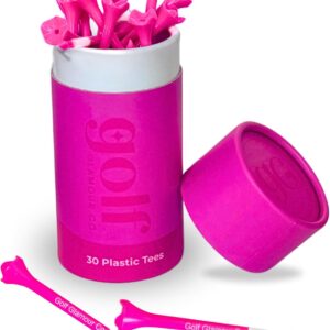 Hot Neon Pink Golf Tees 3.25 Inch (83mm) - High-Visibility Lady Golf Tee Set (Pack of 30) for Maximum Woman Performance, Women's Driving, Long Shots, Aesthetic, Gift, Breast Cancer Awareness