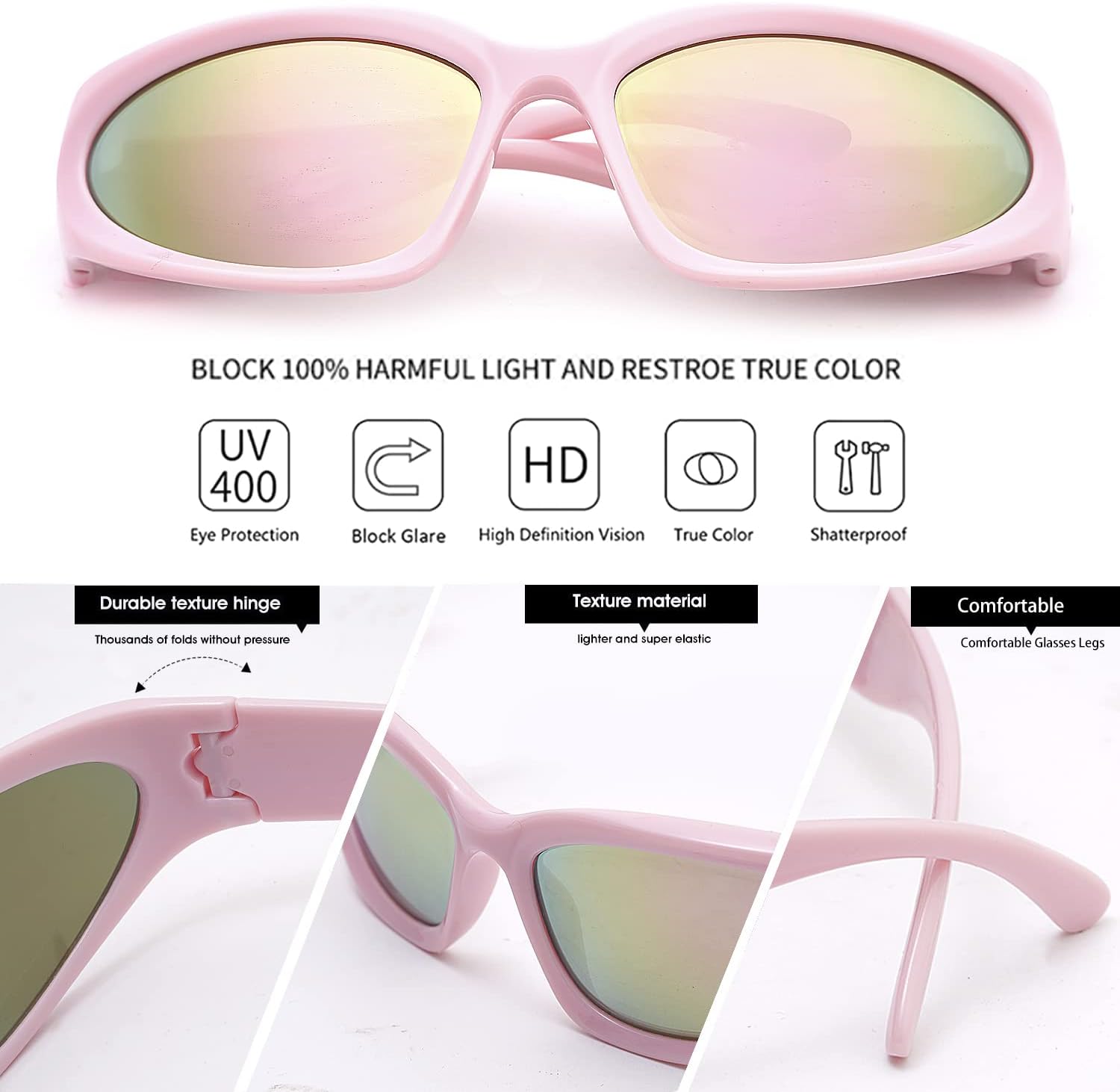 knliwkm 3 Pairs Oval Sporty Wrap Around Sunglasses Y2K Futuristic Glasses Shades for Women Men Trendy Fashion Silver - Image 5