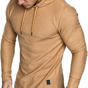 Lexiart Mens Fashion Athletic Hoodies Sport Sweatshirt Solid Color Fleece Pullover