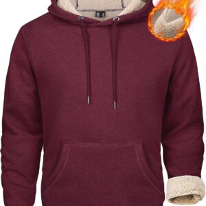MAGCOMSEN Men's Heavy Hoodie Sherpa Fleece Lined Pullover Thick Winter Hooded Sweatshirt