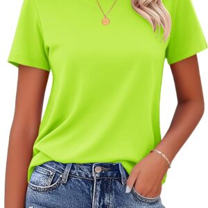 MAGCOMSEN Women's Cotton T-Shirts Short-Sleeve Shirts Crew-Neck Tops Classic-Fit Breathable Casual Summer Tees