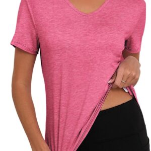 Mazulun V Neck Workout Tops for Women UPF 50+ Breathable Loose Fit Short Sleeve Tee Shirt Yoga Gym Basic T Shirts