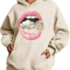 Medlor Womens Graphic Hoodie Cotton Blend Loose Fit Pullover Sweatshirt Unique Print Streetwear Fall Winter