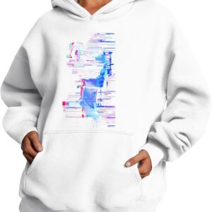 Medlor Womens White Graphic Hoodie Oversized Pullover Sweatshirt Unique Streetwear Casual Cotton Blend Top