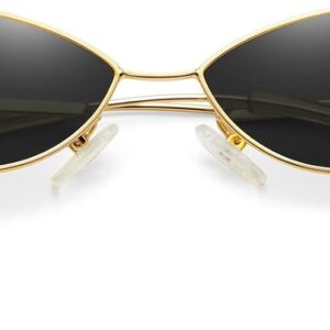 MEETSUN Retro Vintage Cat Eye Sunglasses For Women Men Narrow Small Oval Glasses Petals Shape Curved Temple Design