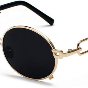 Men Oval Sunglasses Steampunk Metal Frame Round Sun Glasses for Women Vintage