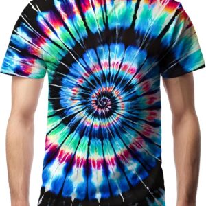 Men's Tie Dye T Shirts Hippies Senior Short Sleeve Tie Dye Tee Shirt for Men