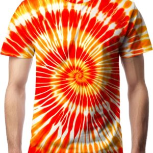 Men's Tie Dye T Shirts Hippies Senior Short Sleeve Tie Dye Tee Shirt for Men