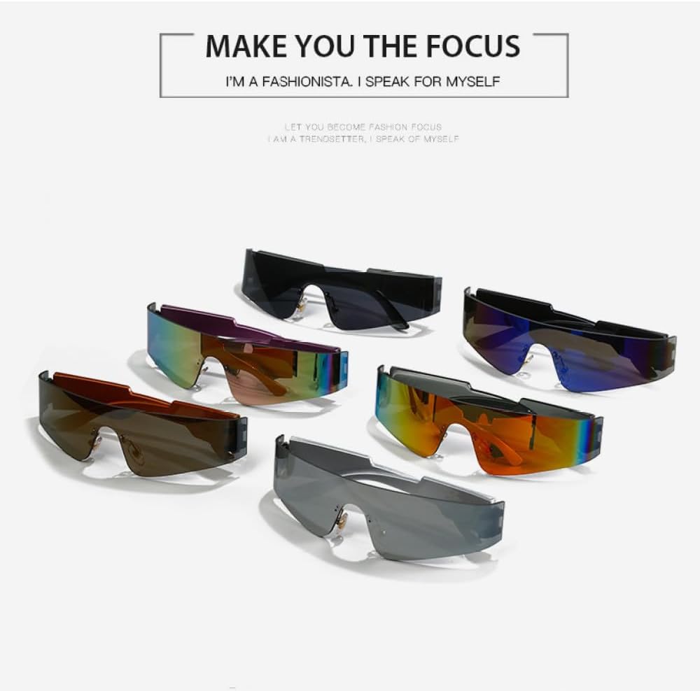 MUTYNE Fashion Futuristic Pink Mirrored Sunglasses Women Men Trendy Steampunk Narrow Rectangle Sun Glasses - Image 2