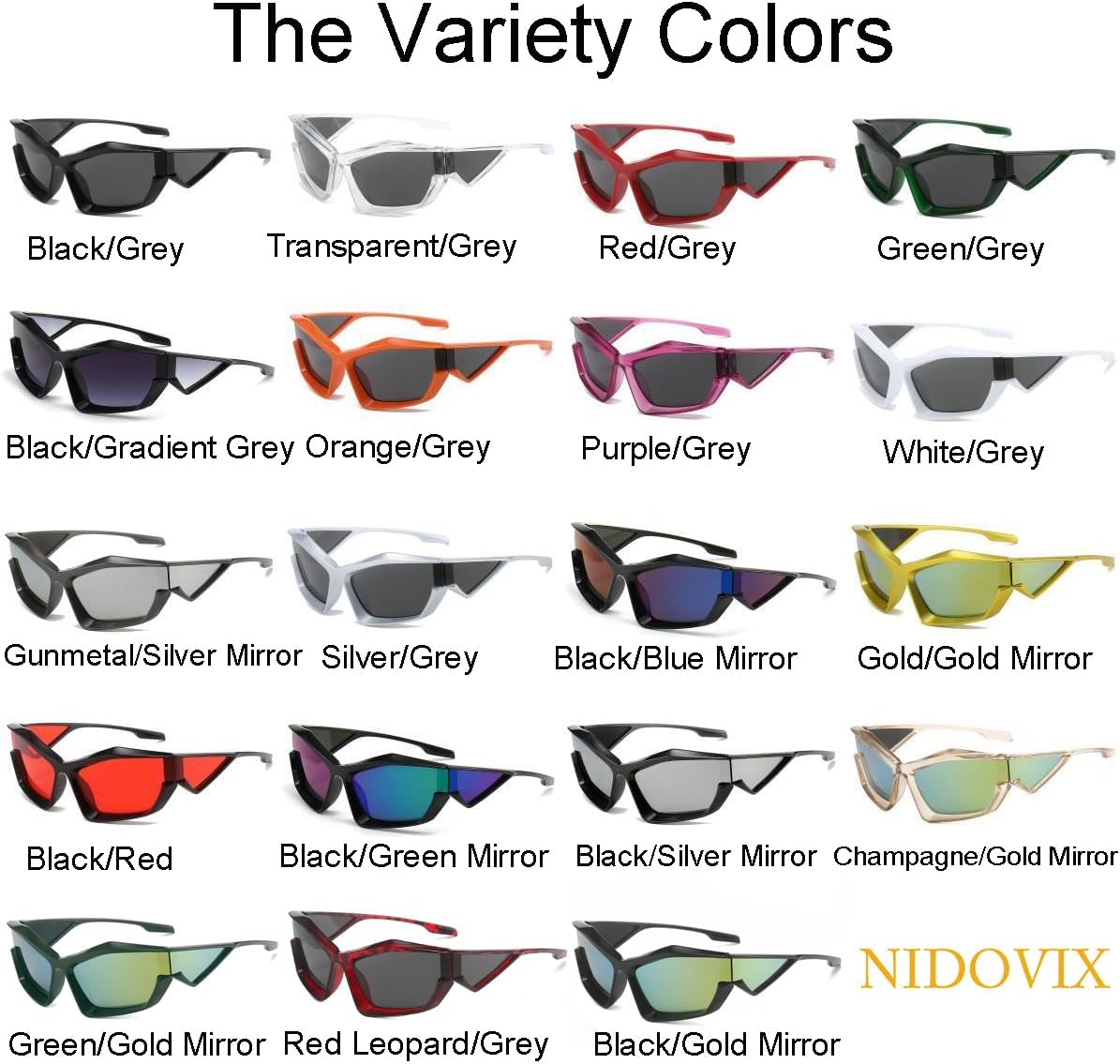 NIDOVIX Trendy Wrap Around Sunglasses for Men Women Fashion Cool Sport Y2K Stylish Cat Eye Sun Glasses UV400 Protection - Image 6