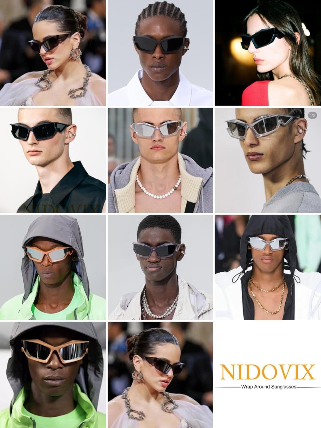 NIDOVIX Trendy Wrap Around Sunglasses for Men Women Fashion Cool Sport Y2K Stylish Cat Eye Sun Glasses UV400 Protection - Image 3