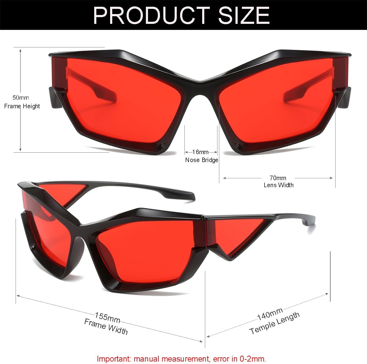 NIDOVIX Trendy Wrap Around Sunglasses for Men Women Fashion Cool Sport Y2K Stylish Cat Eye Sun Glasses UV400 Protection - Image 4