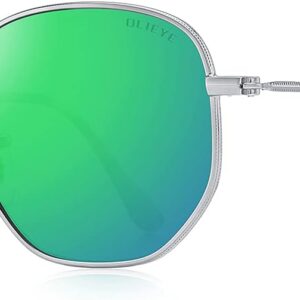 OLIEYE Vintage Square Polarized Sunglasses for Women Men Classic Small Sunglasses Mirrored Lens