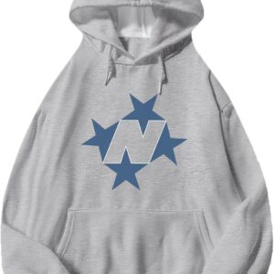 Pairxily Star Graphic Hoodies For Women Vintage Aesthetic Streetwear Sweatshirt With Pockets Retro Printed Fleece Pullover