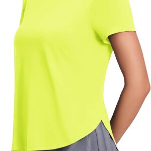 PINSPARK Workout Tops for Women UPF 50+ Yoga Shirts Short Sleeve Athletic Tops with Side Slits Running Gym Tee Top Loose Fit
