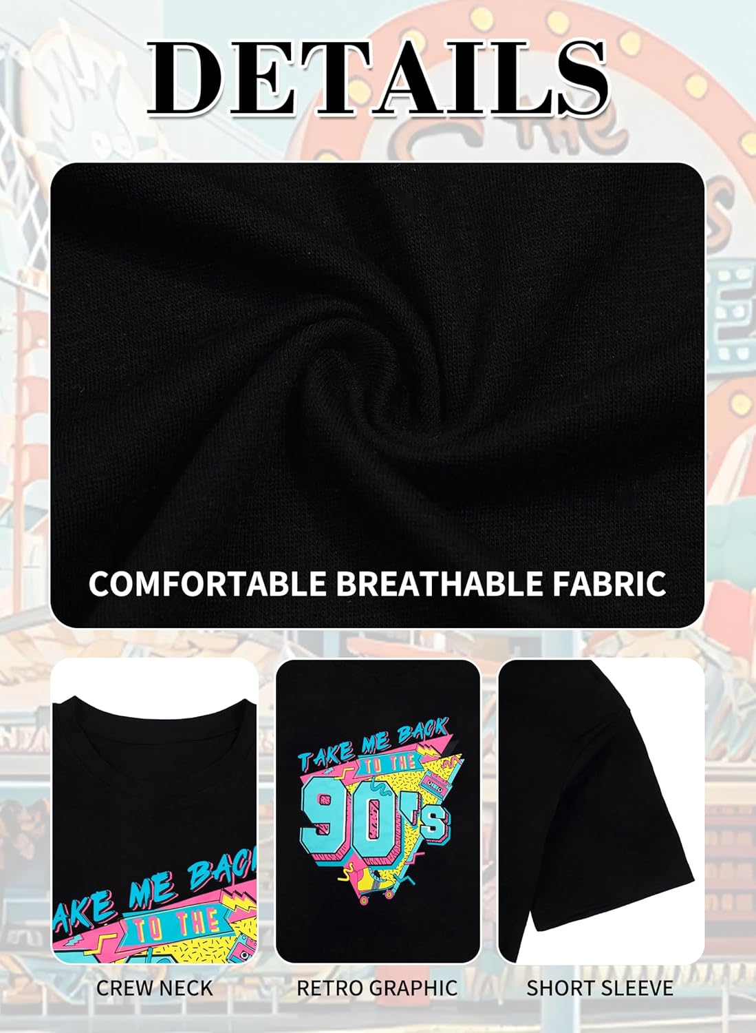 Plus Size 90s Shirts for Women Vintage Neon Shirt Disco 90s Outfits Hip hop Graphic tees Birthday Party Gift - Image 6