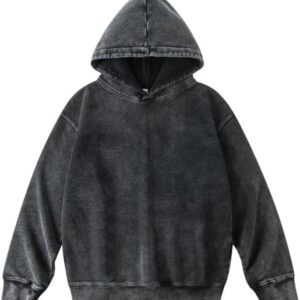 Pooyikoi Men and Women Vintage Hoodie Faded Sweatshirts Distressed Mineral Wash retro loose pullover Hoodie