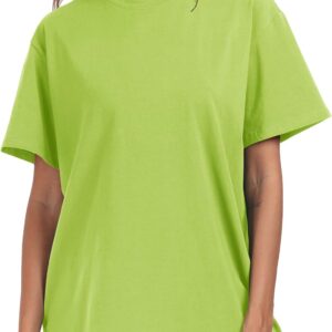PRIMODA Womens Oversized Short Sleeve T Shirts Trendy Crew Neck Loose Workout Tee Casual Summer Tops Cotton