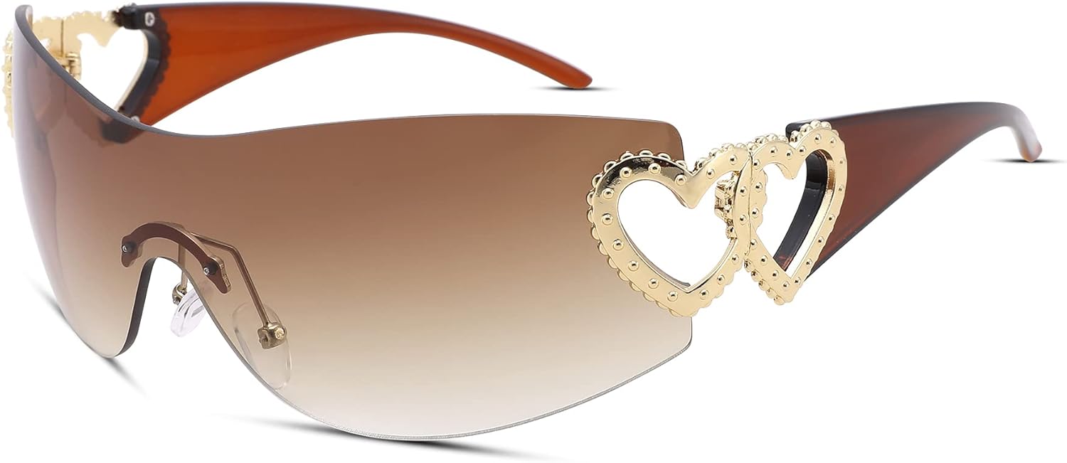 Pro Acme Wrap Around Rimless Sunglasses Women Men, Oversized Fashion Futuristic Sun Glasses Cool Shade 2000S Trendy - Image 7