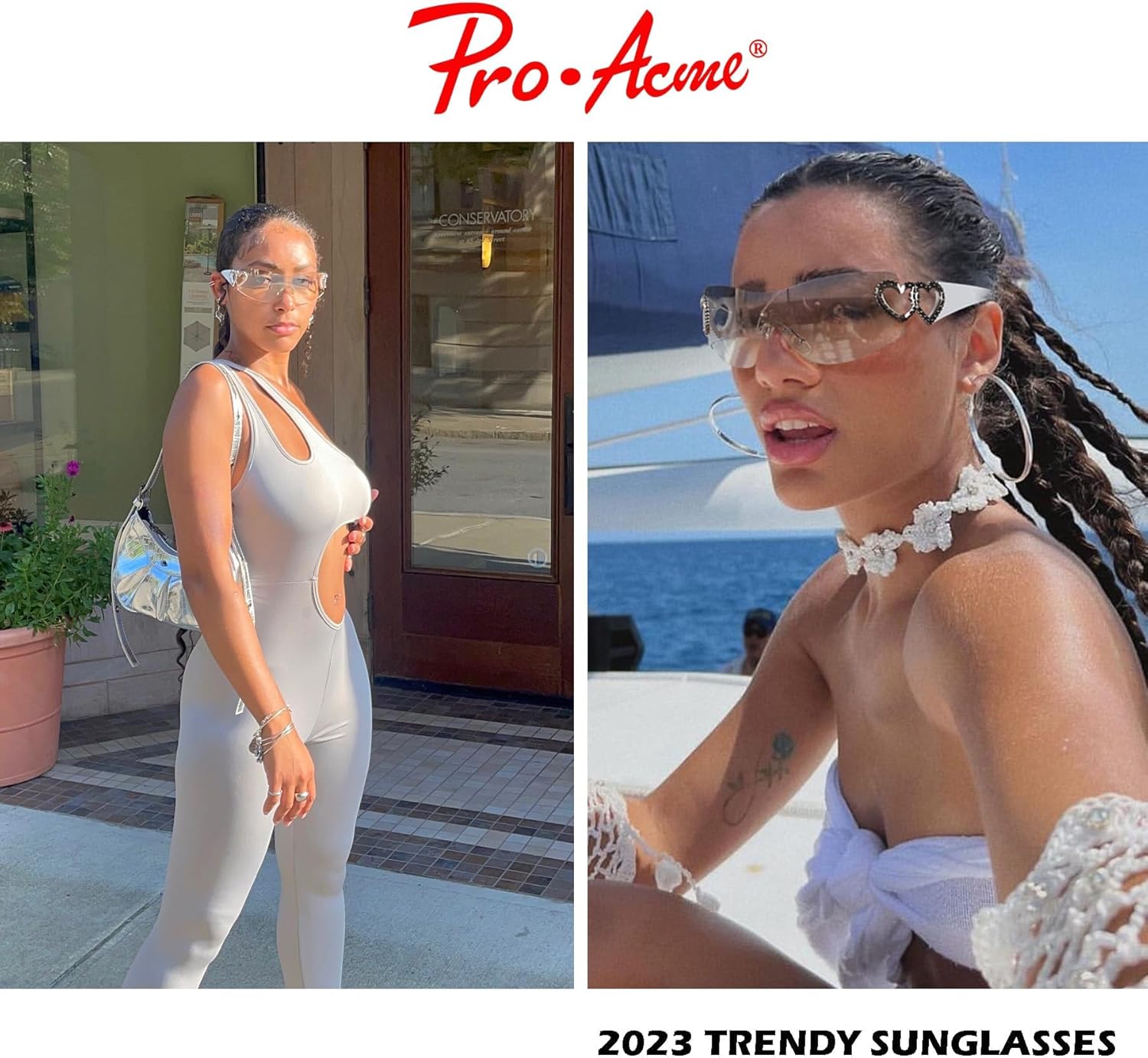 Pro Acme Wrap Around Rimless Sunglasses Women Men, Oversized Fashion Futuristic Sun Glasses Cool Shade 2000S Trendy - Image 5