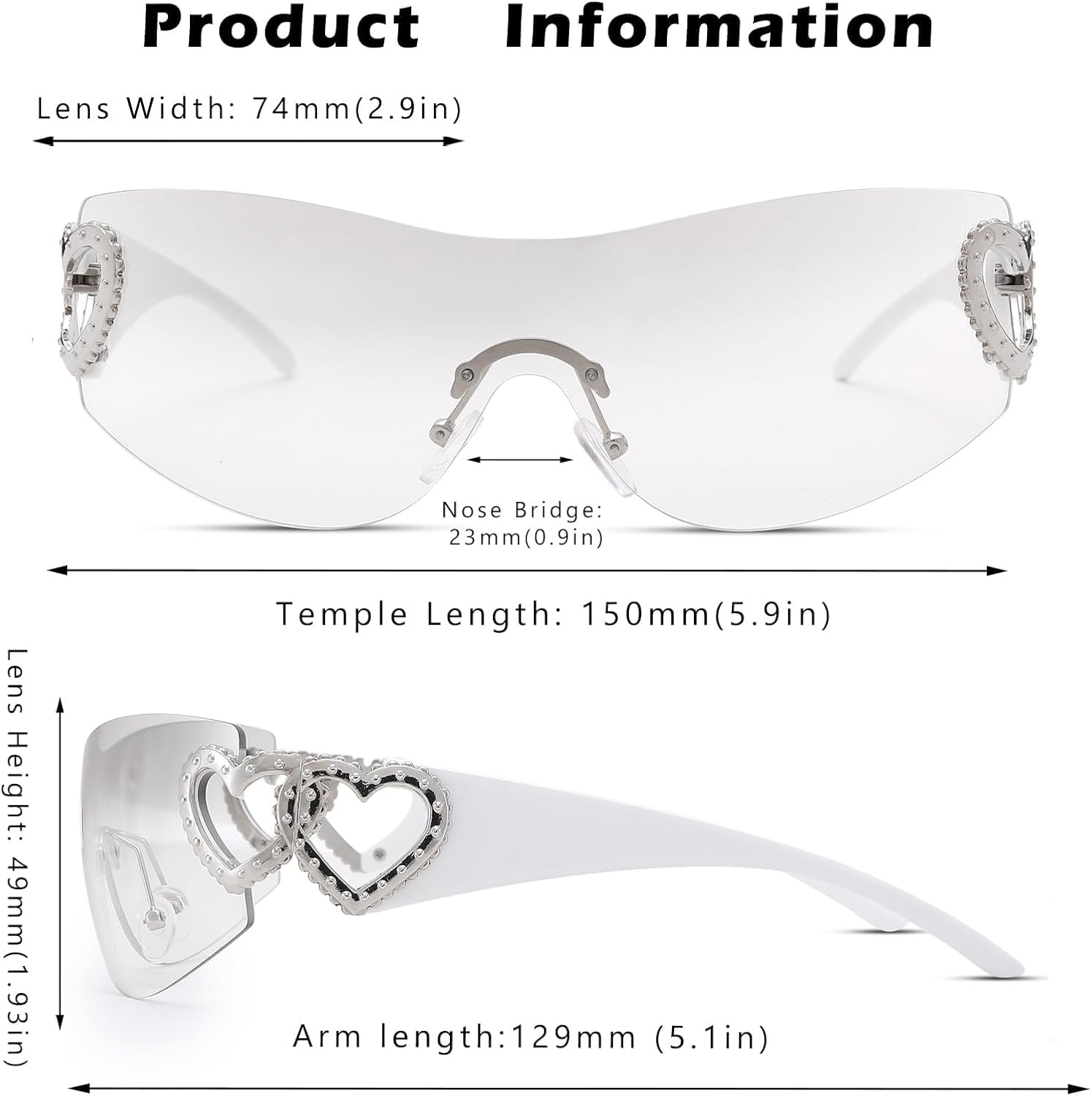 Pro Acme Wrap Around Rimless Sunglasses Women Men, Oversized Fashion Futuristic Sun Glasses Cool Shade 2000S Trendy - Image 3