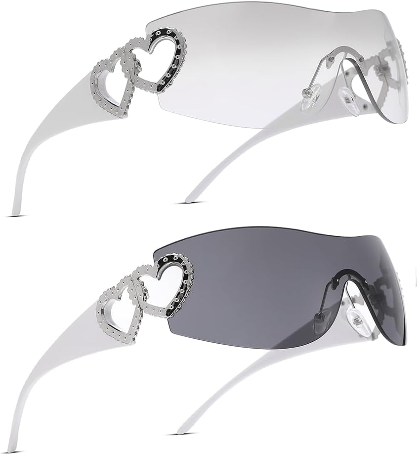 Pro Acme Wrap Around Rimless Sunglasses Women Men, Oversized Fashion Futuristic Sun Glasses Cool Shade 2000S Trendy - Image 12