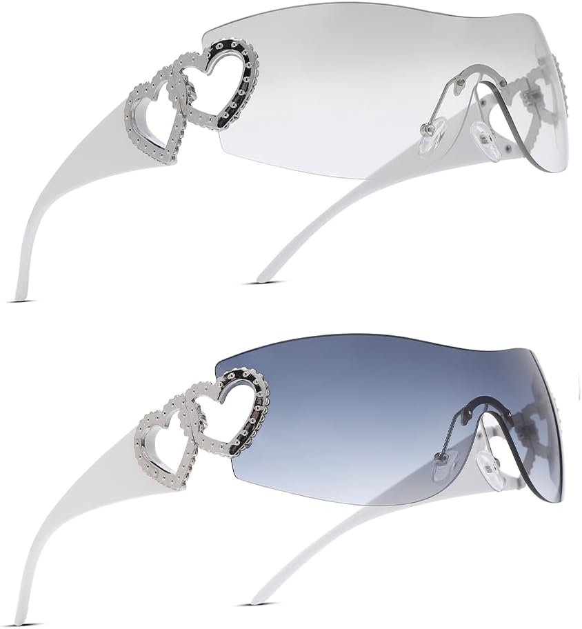 Pro Acme Wrap Around Rimless Sunglasses Women Men, Oversized Fashion Futuristic Sun Glasses Cool Shade 2000S Trendy - Image 17