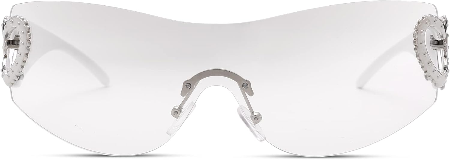 Pro Acme Wrap Around Rimless Sunglasses Women Men, Oversized Fashion Futuristic Sun Glasses Cool Shade 2000S Trendy - Image 6