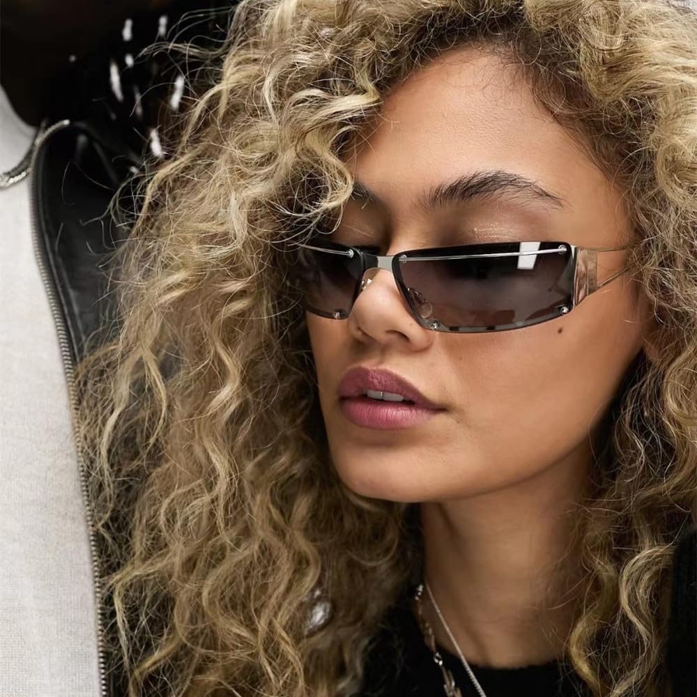 Punk Sunglasses Women Futuristic Rimless Gradient Sun Glasses UV400 Ladies Men Fashion Small Wrap Around Eyewear Shades,L19592 - Image 3