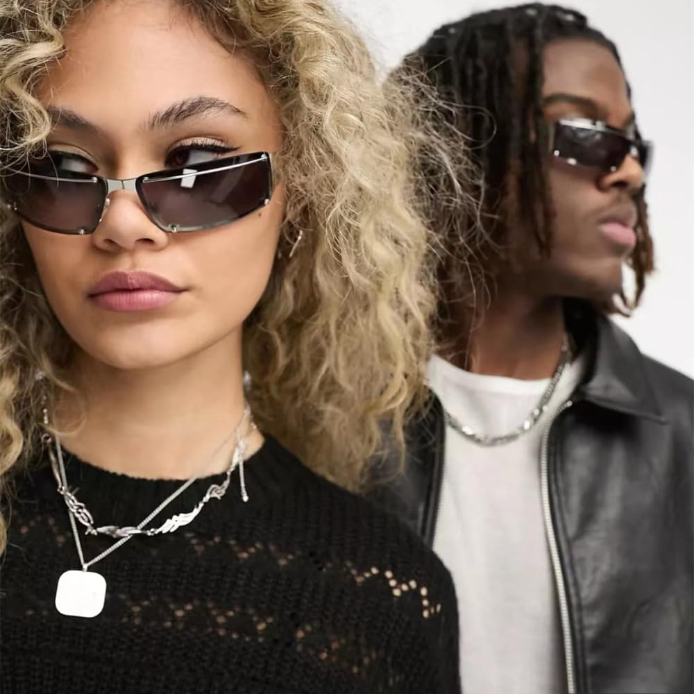 Punk Sunglasses Women Futuristic Rimless Gradient Sun Glasses UV400 Ladies Men Fashion Small Wrap Around Eyewear Shades,L19592 - Image 2