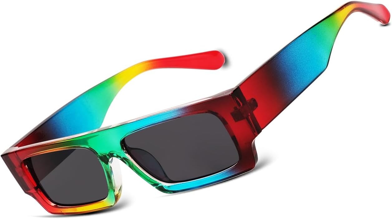 Rectangle Sunglasses, 90s Small Vintage Narrow Square Sunglasses for Men Women Trendy Classic Shades Sun Glasses - Image 8