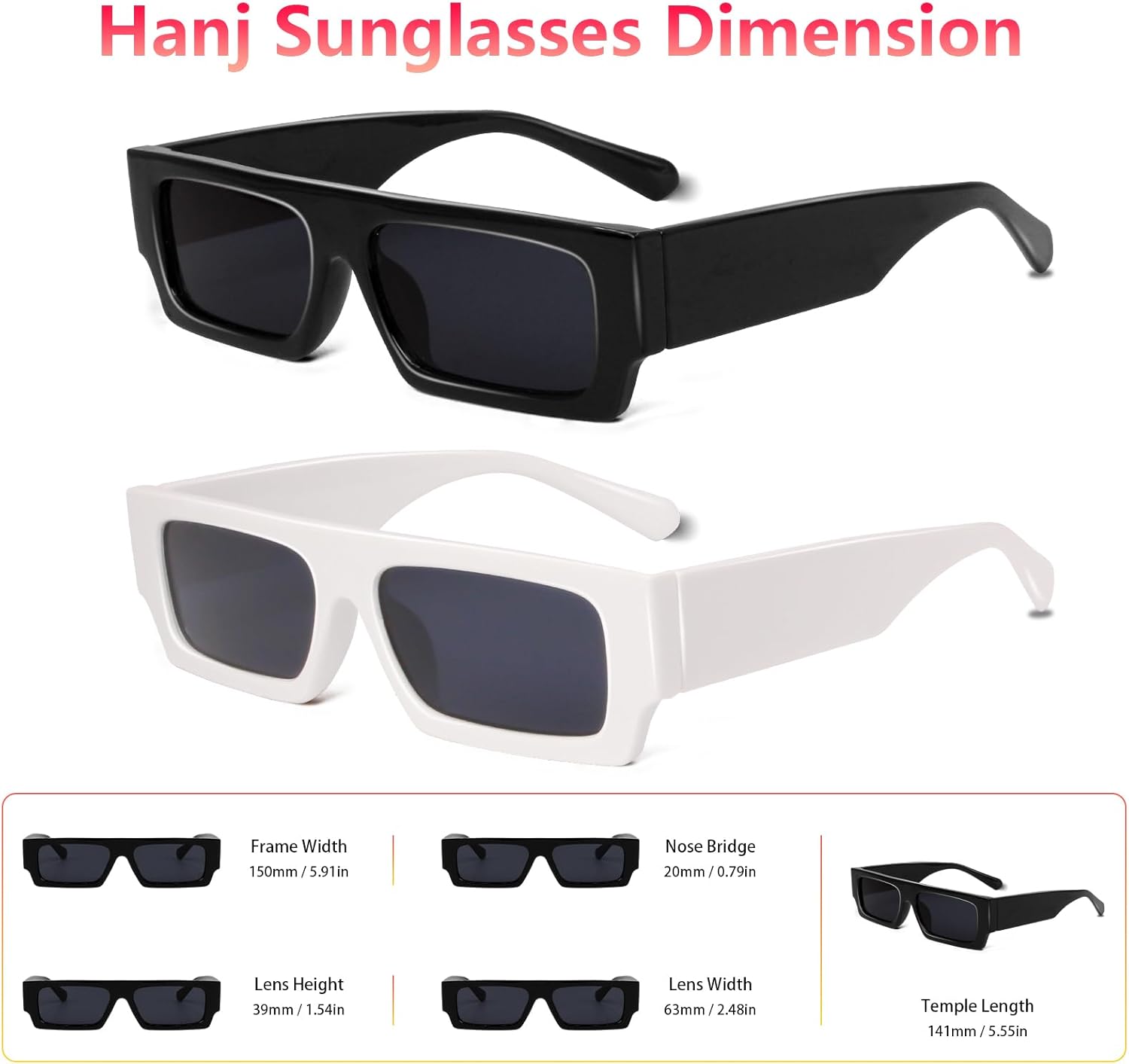 Rectangle Sunglasses, 90s Small Vintage Narrow Square Sunglasses for Men Women Trendy Classic Shades Sun Glasses - Image 4